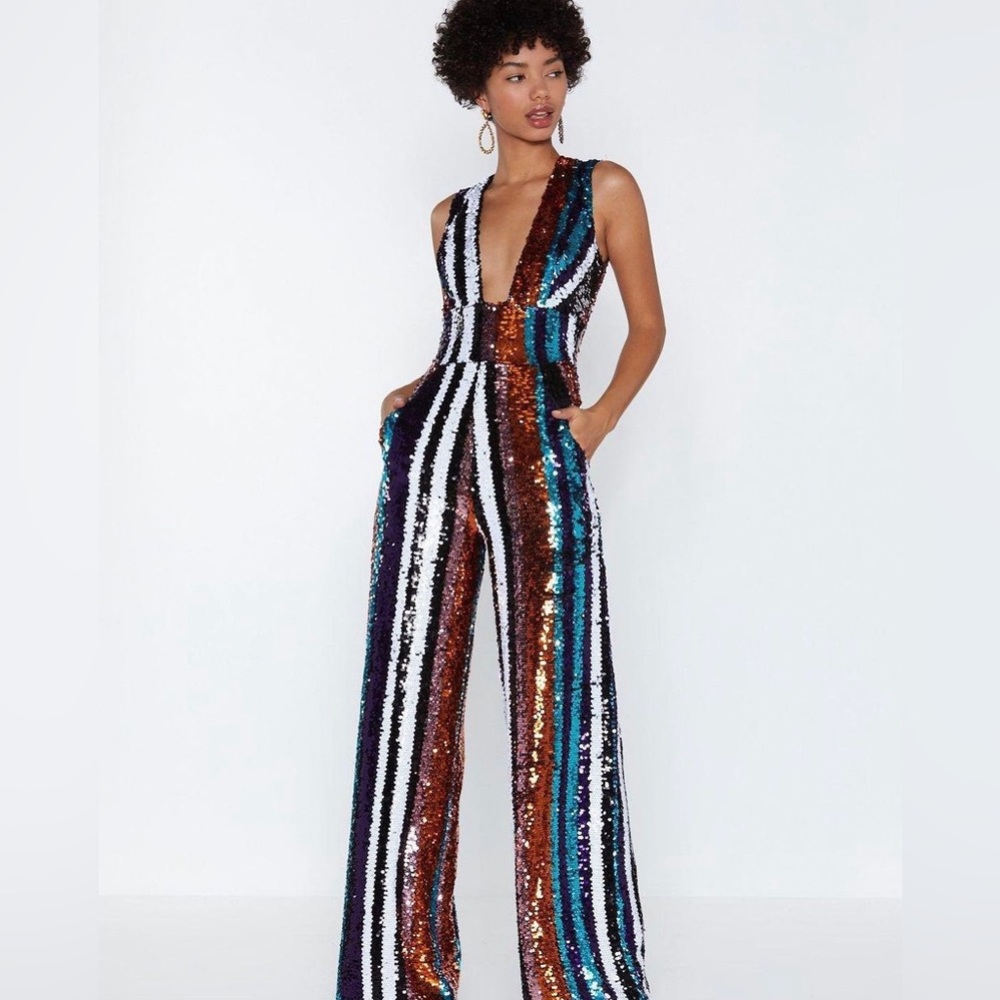 NWT Nasty Gal Sequin Jumpsuit Size 4